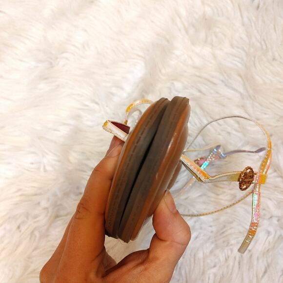 Tommy Hilfiger Iridescent Size 7.5 Pink Sandals Cushion Flats Summer Shiny - Picture 5 of 7